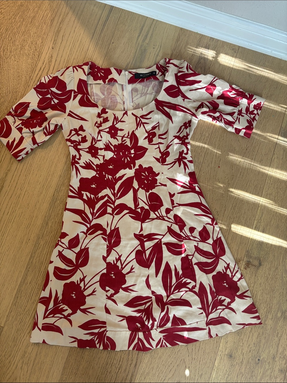 Etro Red Floral Scoop-Neck Dress